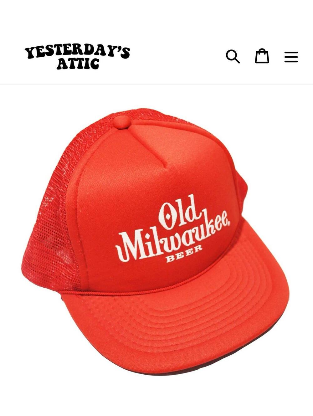 Vintage Old Milwaukee Beer 90s Red Trucker Snapback Hat Cap
